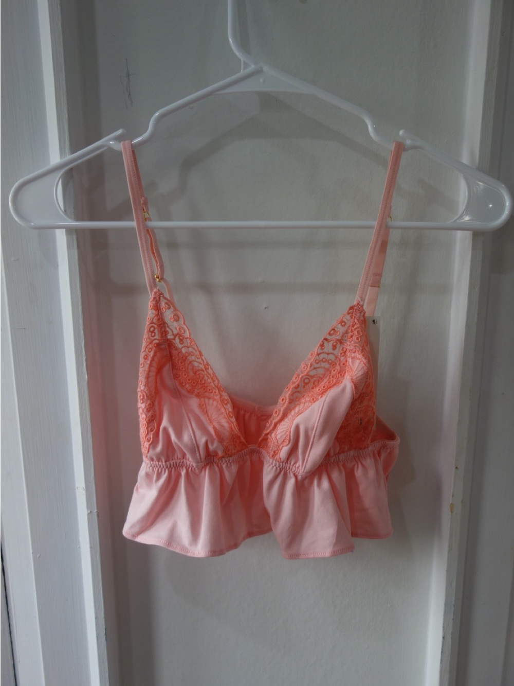 Urban Outfitters Peach Lace Ruffle Bralette